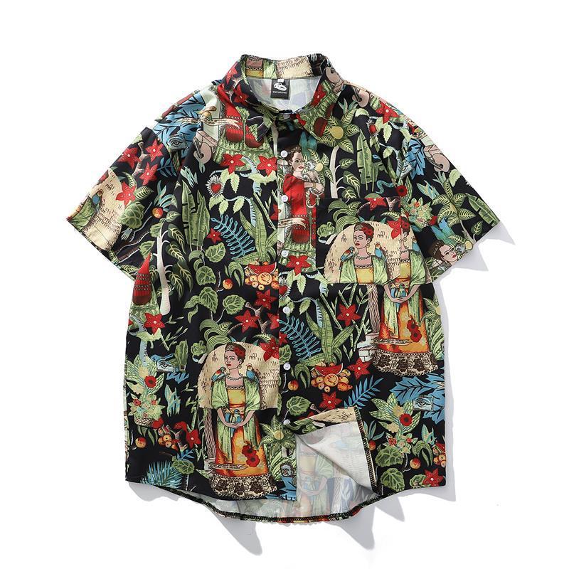 Men's Short Sleeve Hawaiian American Floral Shirt