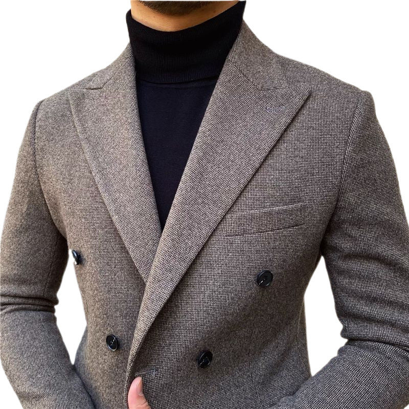 Men's Houndstooth Double-Breasted Slim Fit Suit