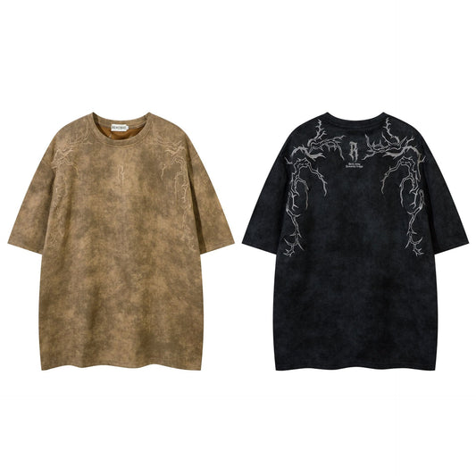 Men's Suede Thorns Embroidery T-shirt