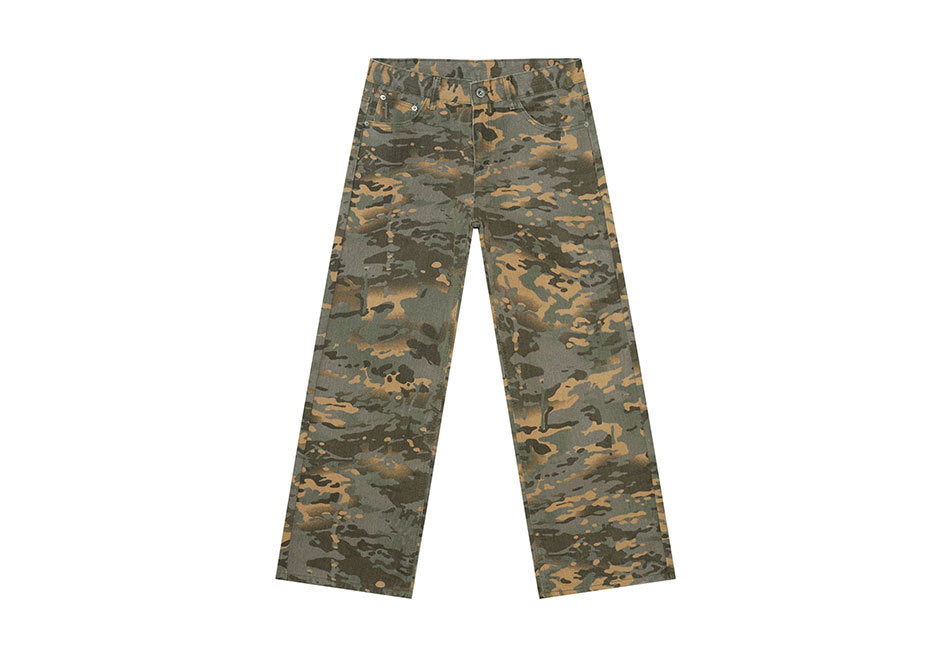Camouflage Straight Washed Jeans