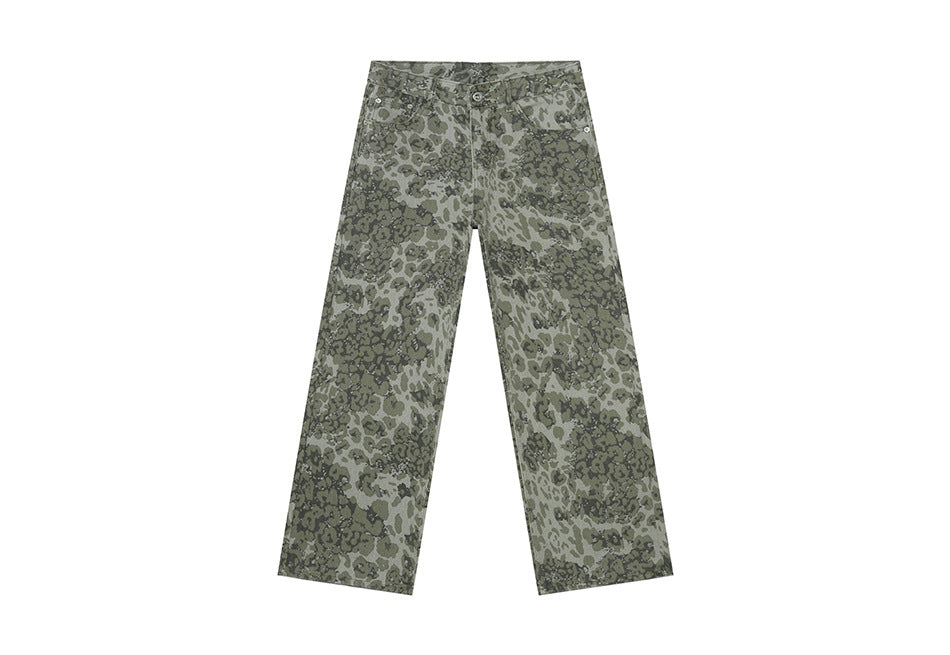 Camouflage Straight Washed Jeans