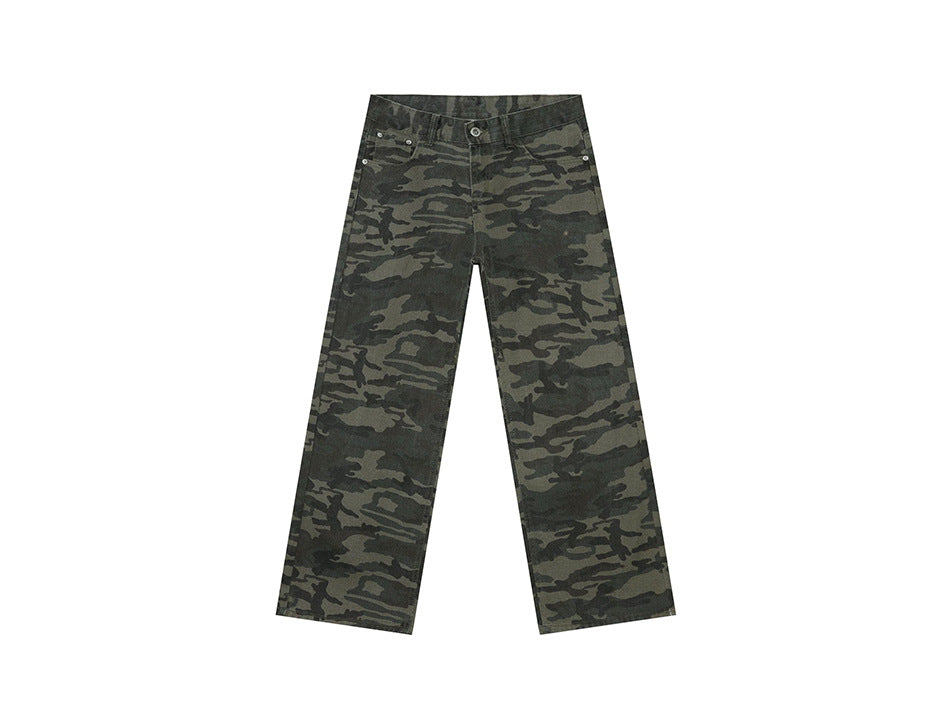 Camouflage Straight Washed Jeans