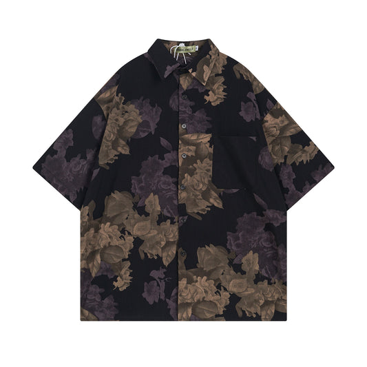 Vintage Printed Casual Loose Short-Sleeves Shirt