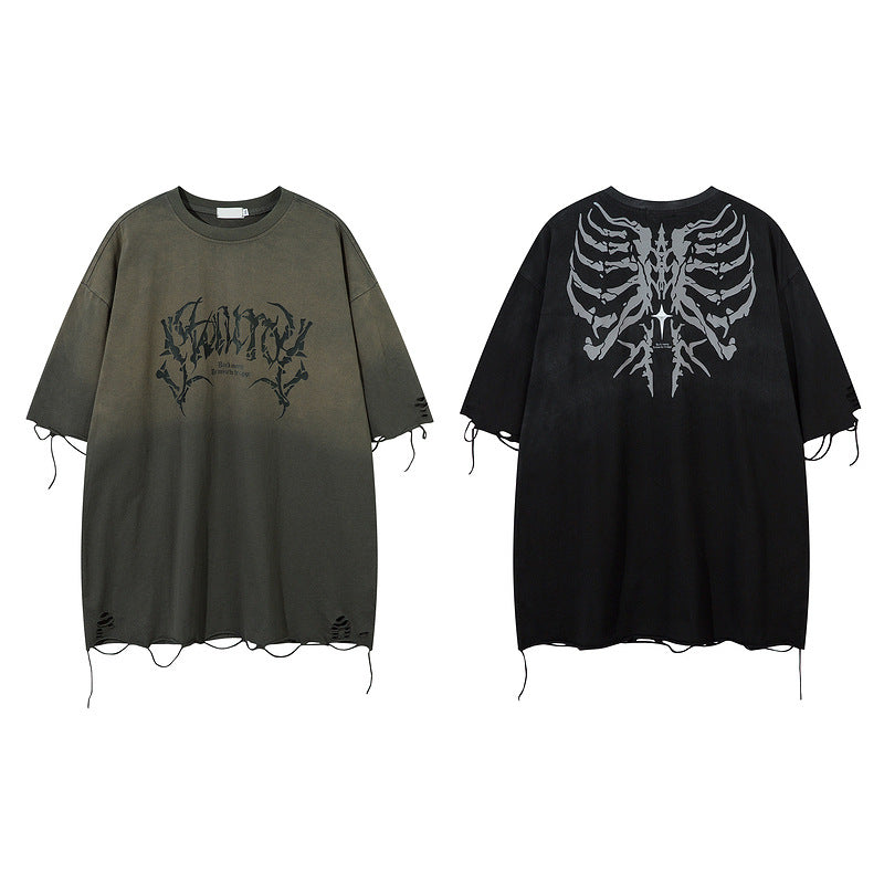 Retro Distressed Summer Loose Cotton T-shirt