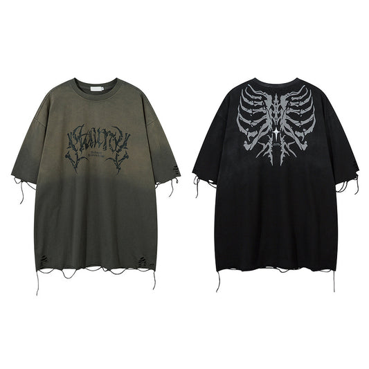 Retro Distressed Summer Loose Cotton T-shirt