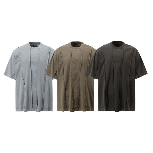 Retro Folding Patchwork Short-sleeved T-shirt Men
