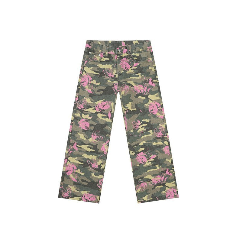 Camouflage Straight Washed Jeans
