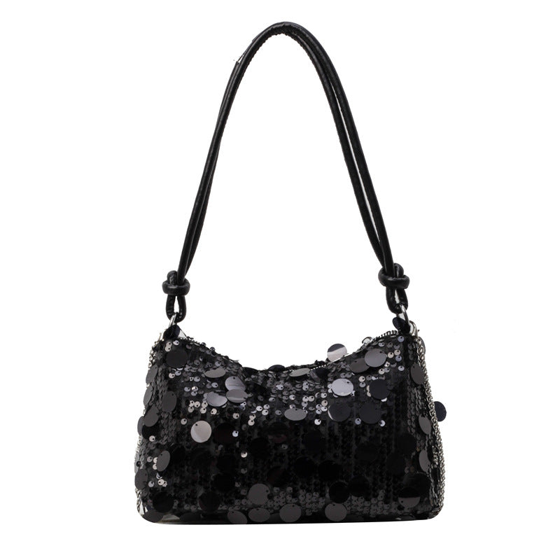 Sequined Chain-Strap Shoulder Messenger Pouch
