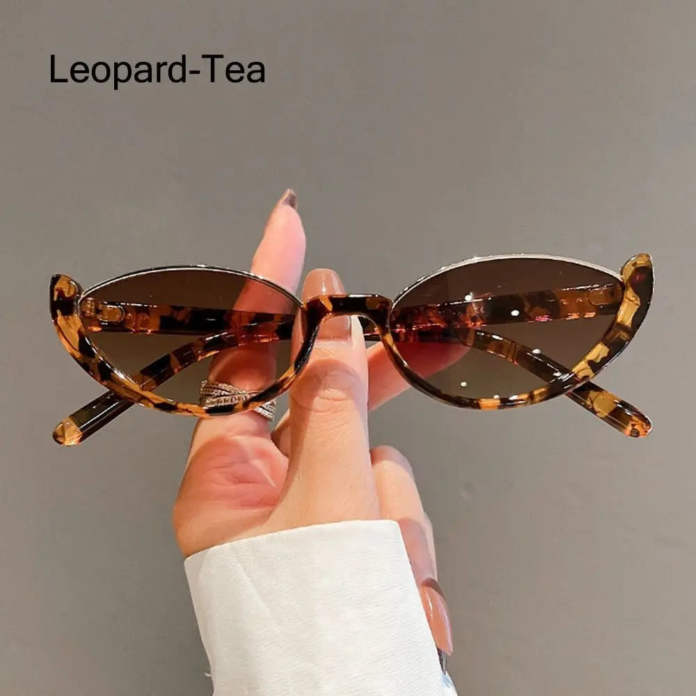 Half-frame Small Cat Eye Sunglasses Women Trendy Vintage Composite Shades Eyewear Fashion Luxury Brand Designer Sun Glasses