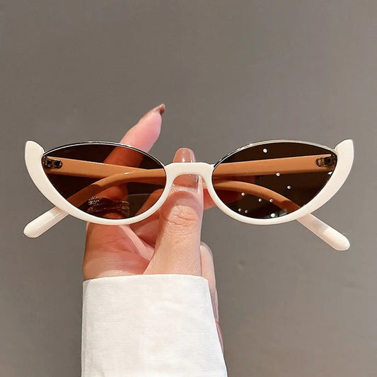 Half-frame Small Cat Eye Sunglasses Women Trendy Vintage Composite Shades Eyewear Fashion Luxury Brand Designer Sun Glasses