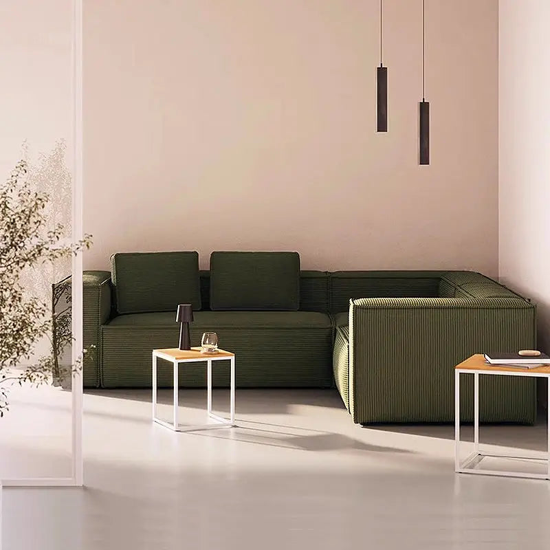 Modern Simplicity Living Room Sofa Corduroy Material Block Shape Sofa Sponge Filling Vacuum Compression Multi-Person Sofa Set