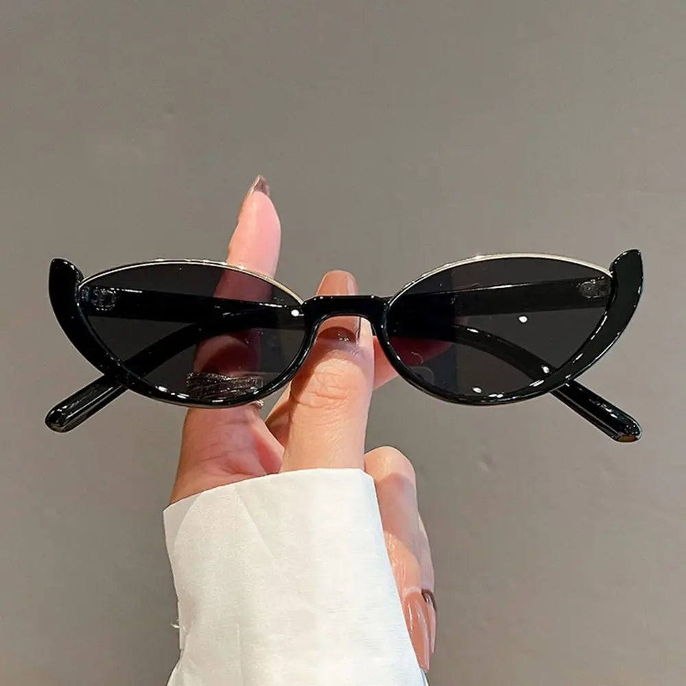 Half-frame Small Cat Eye Sunglasses Women Trendy Vintage Composite Shades Eyewear Fashion Luxury Brand Designer Sun Glasses