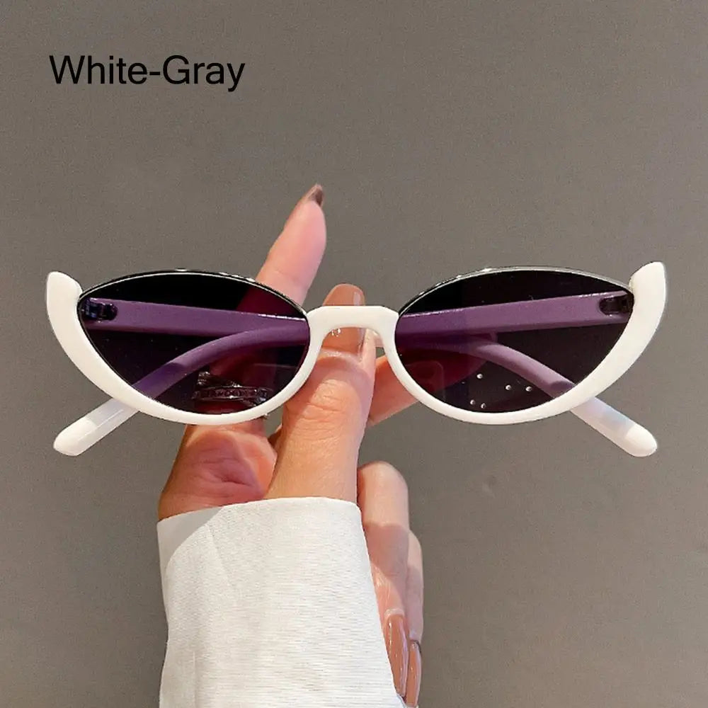 Half-frame Small Cat Eye Sunglasses Women Trendy Vintage Composite Shades Eyewear Fashion Luxury Brand Designer Sun Glasses