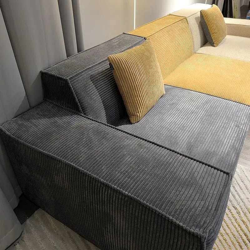 Nordic Light Luxury Style Corduroy Material Living Room Sofa Hotel Vacuum Compression Sofa Sponge Filling Multi-Person Sofa