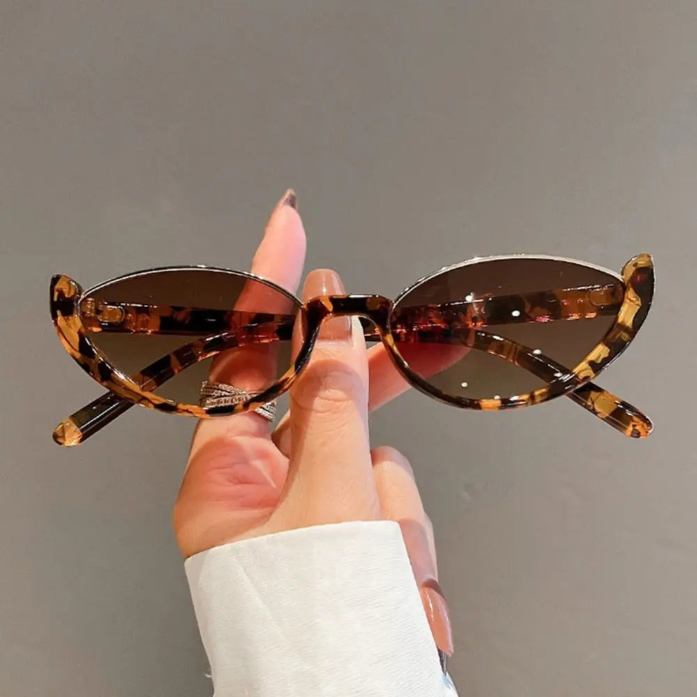 Half-frame Small Cat Eye Sunglasses Women Trendy Vintage Composite Shades Eyewear Fashion Luxury Brand Designer Sun Glasses