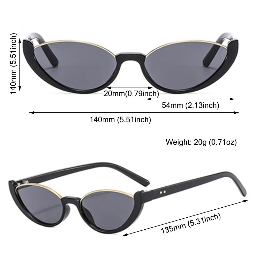 Half-frame Small Cat Eye Sunglasses Women Trendy Vintage Composite Shades Eyewear Fashion Luxury Brand Designer Sun Glasses