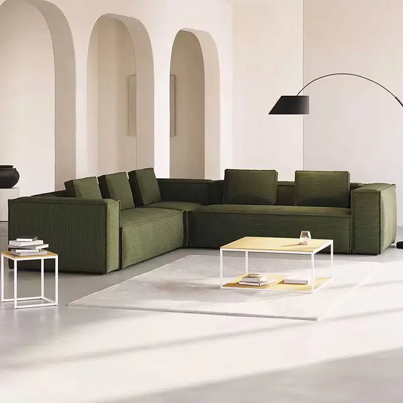 Modern Simplicity Living Room Sofa Corduroy Material Block Shape Sofa Sponge Filling Vacuum Compression Multi-Person Sofa Set