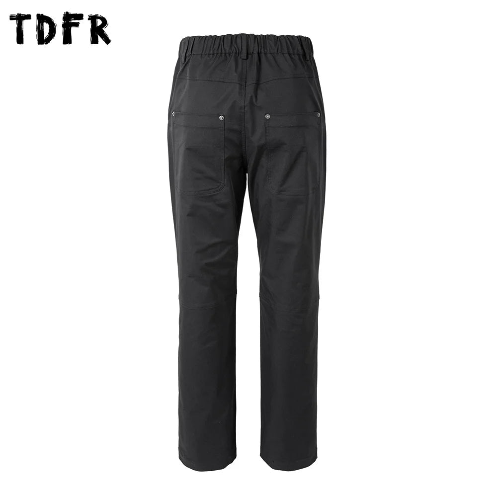 Solid Color Spliced Carpenter Pant Mens Double Knee Safari Style Elastic Waist Loose Cargo Pants Men Trousers