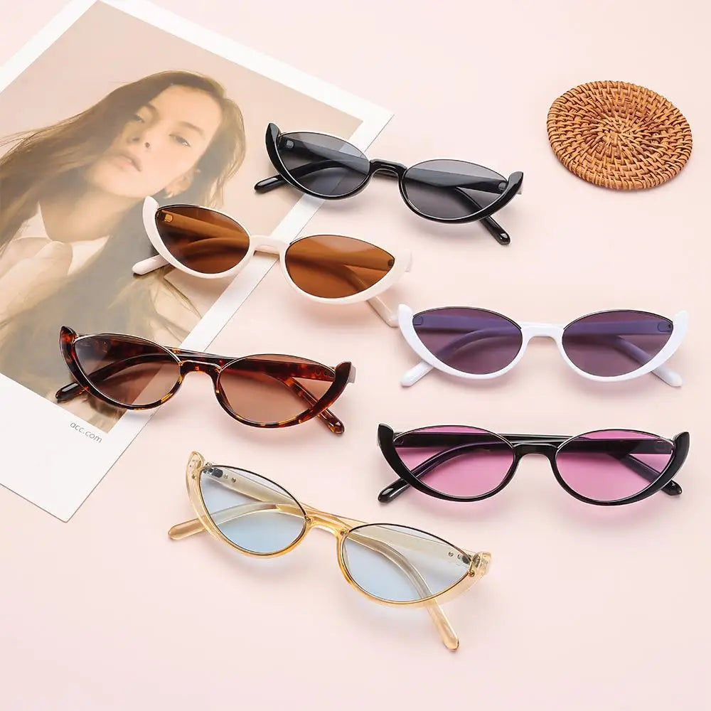 Half-frame Small Cat Eye Sunglasses Women Trendy Vintage Composite Shades Eyewear Fashion Luxury Brand Designer Sun Glasses