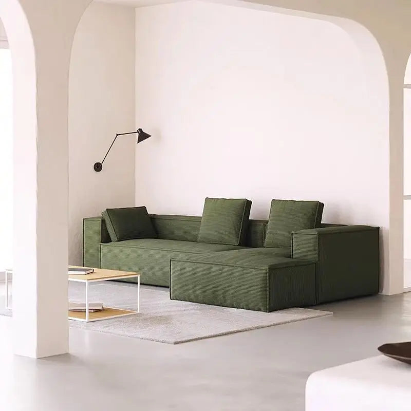 Modern Simplicity Living Room Sofa Corduroy Material Block Shape Sofa Sponge Filling Vacuum Compression Multi-Person Sofa Set