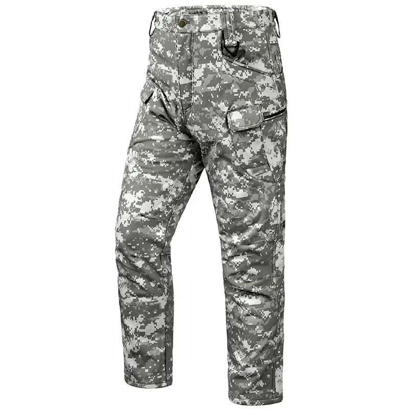 Hot Knee Double Layer Thickened Winter Men Multi Pocket Camouflage Waterproof and Windproof  Assault Pants