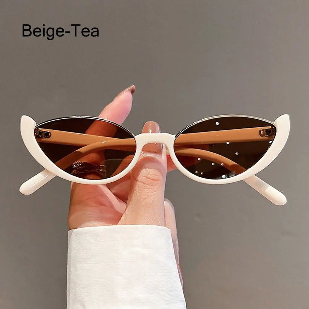 Half-frame Small Cat Eye Sunglasses Women Trendy Vintage Composite Shades Eyewear Fashion Luxury Brand Designer Sun Glasses