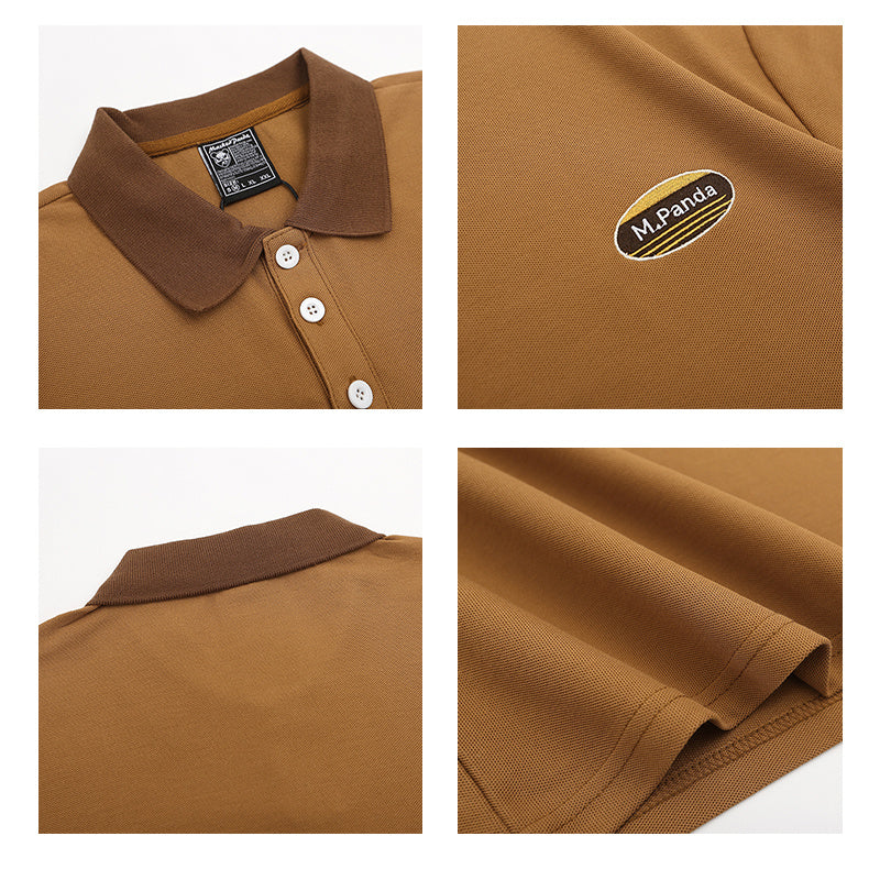 Retro Letter-Embroidered Contrast Lapel Short-Sleeve Shirt
