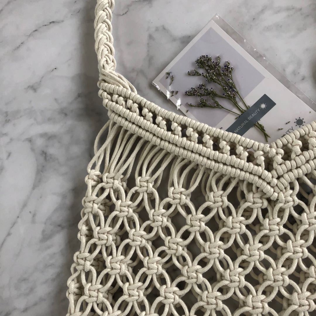 Ins Hollow Woven Cotton-Straw Bag