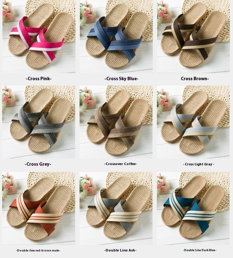 Unisex Linen Platform Indoor Slippers with Non-Slip, Odor-Resistance Design