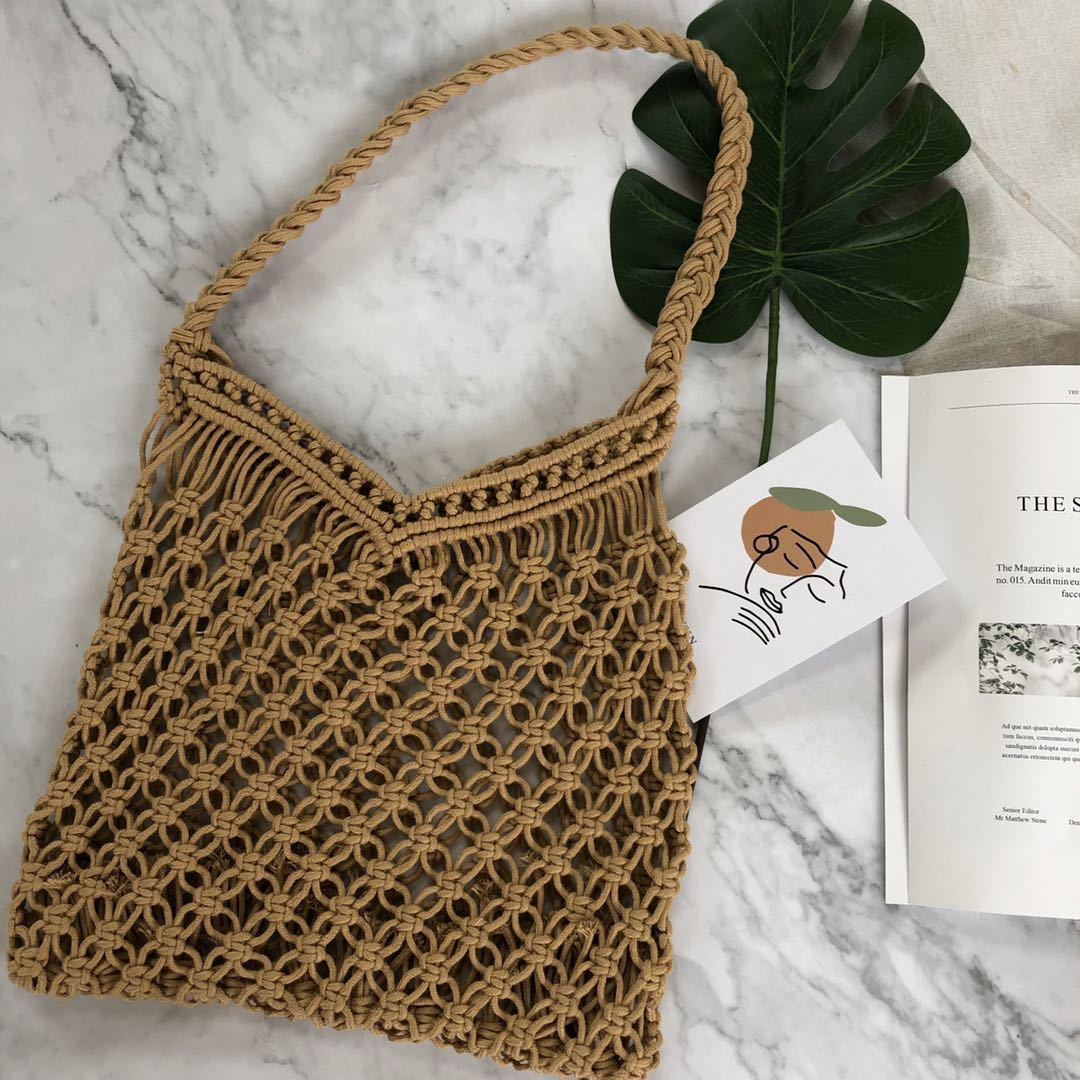 Ins Hollow Woven Cotton-Straw Bag