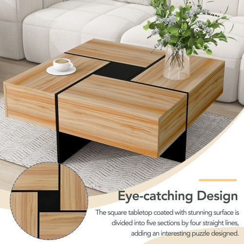 Unique Coffee Table With 4 Hidden Storage Compartments