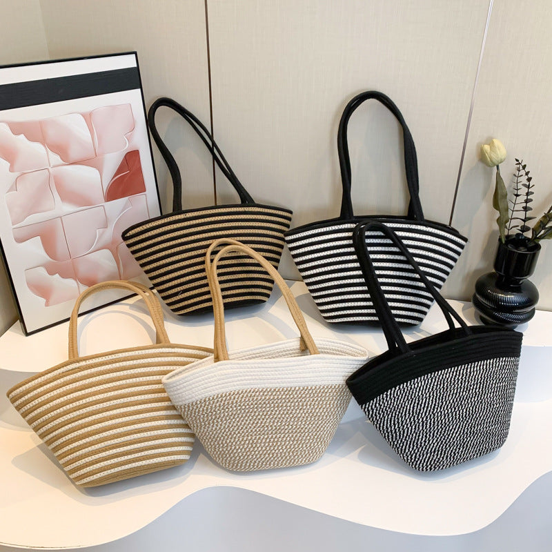 Spring Colorblock Straw Bag