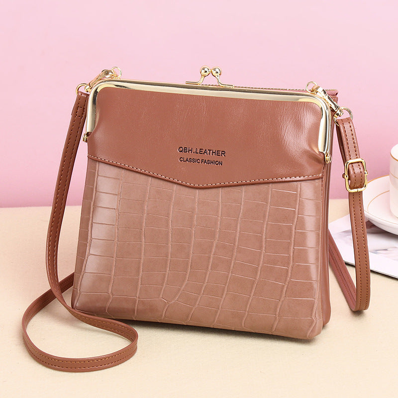 Women's Alligator-Patterned Lock Shoulder Crossbody Bag