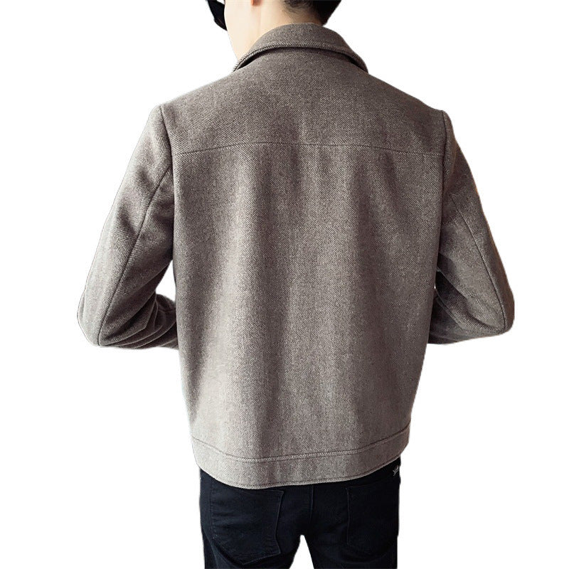 Men's Winter Woolen Lapel Short Coat