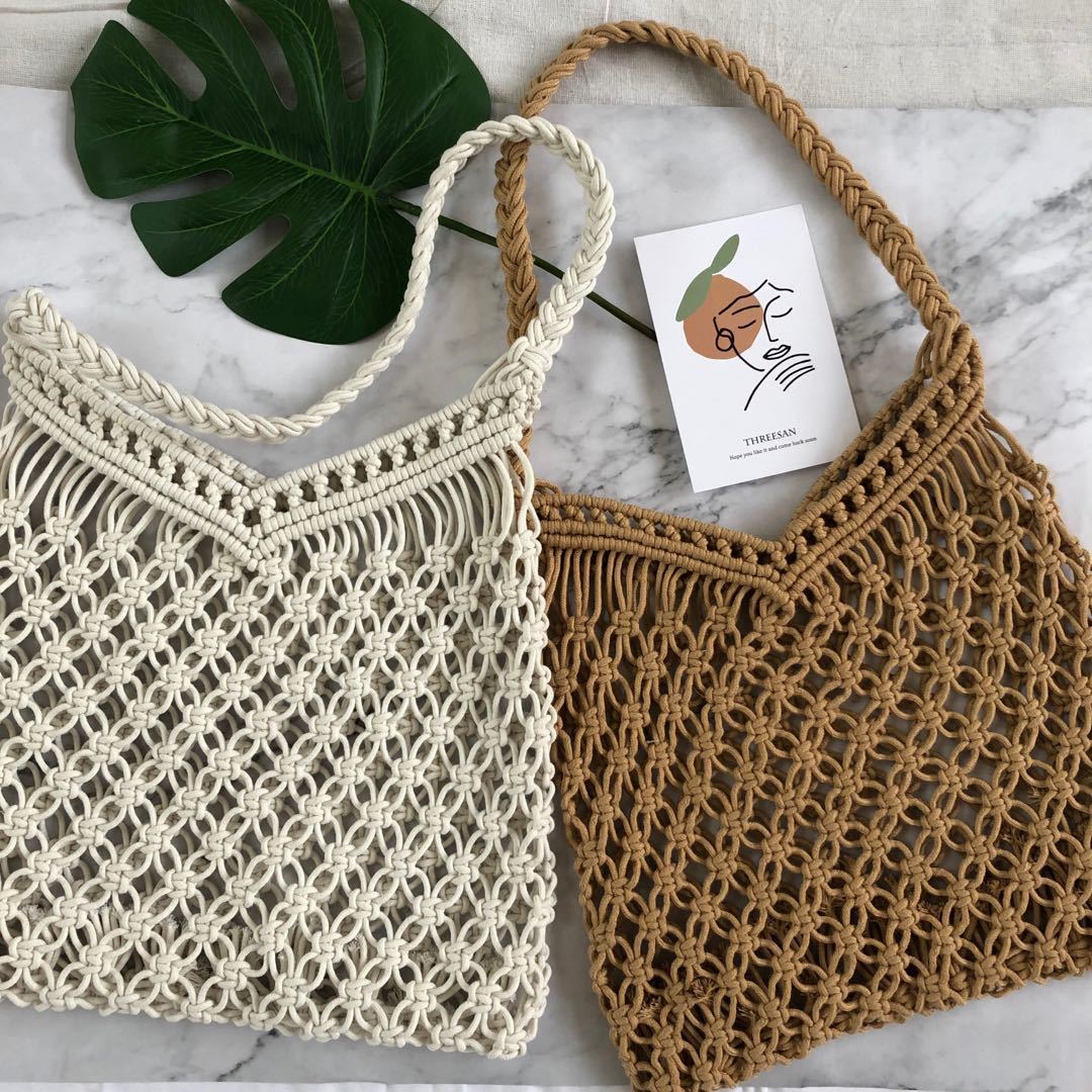 Ins Hollow Woven Cotton-Straw Bag