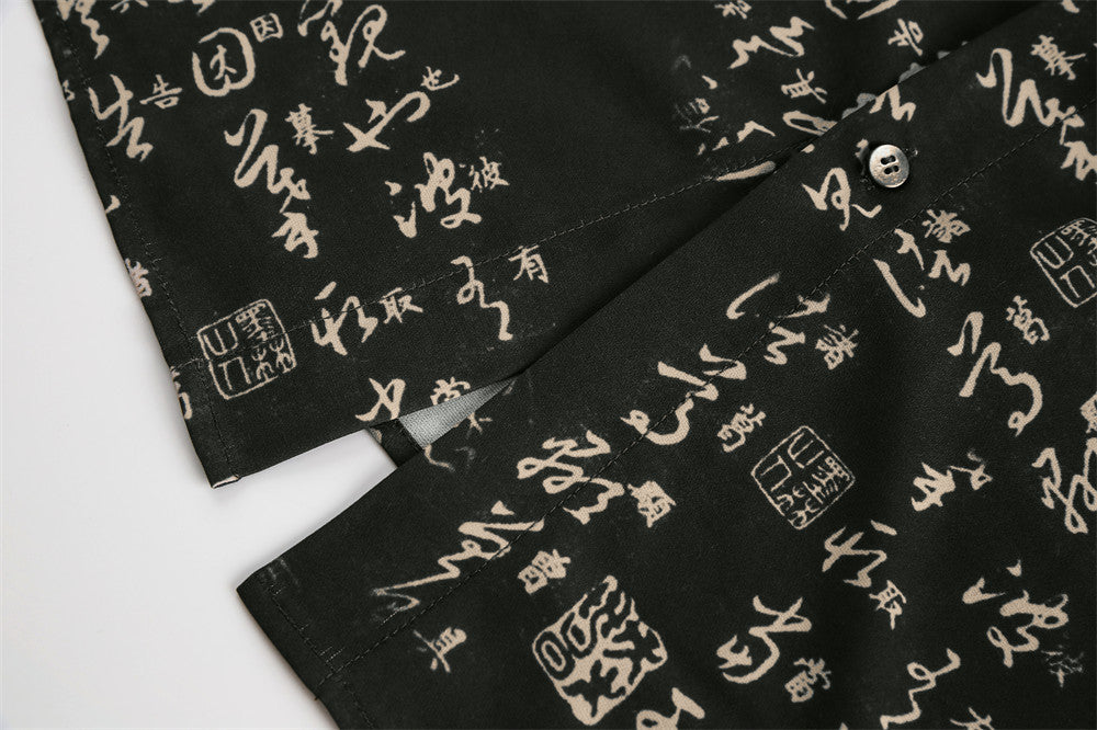 Full Printed Personality Short Shirt Men