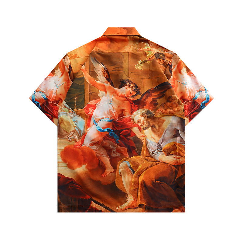 Oil-Painted Art Full-Print Casual Shirt Men