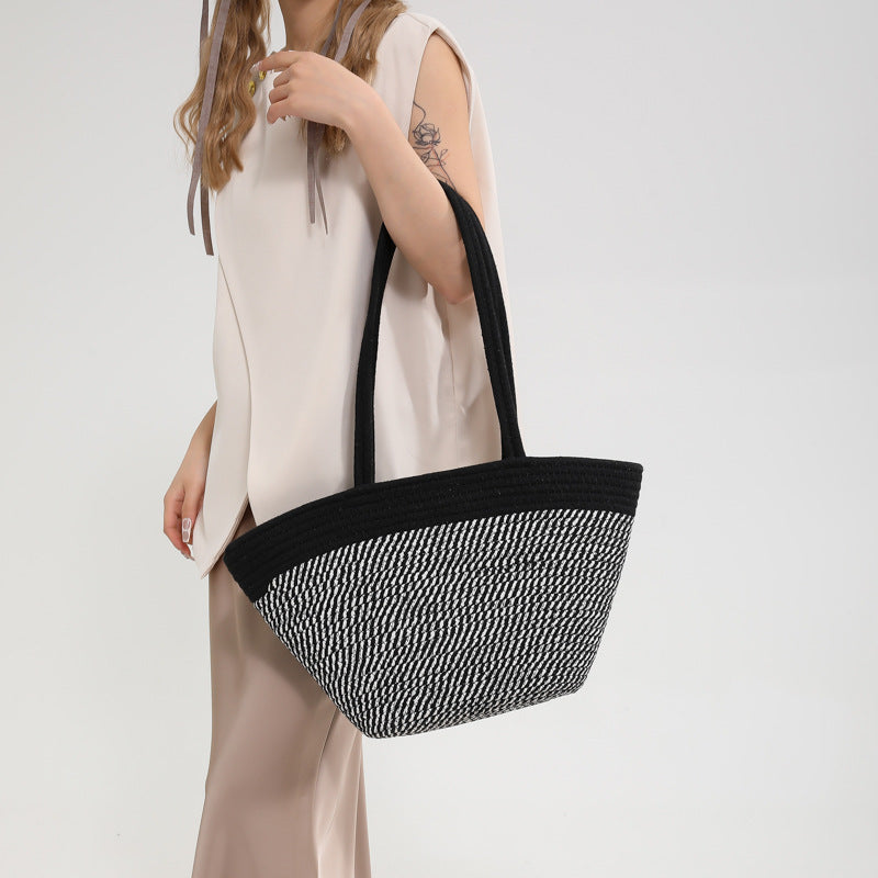 Spring Colorblock Straw Bag