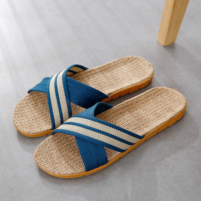 Unisex Linen Platform Indoor Slippers with Non-Slip, Odor-Resistance Design