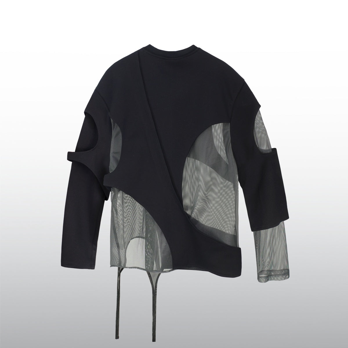 Diaper-Patterned Mesh-Paneled Long Sleeve T-Shirt