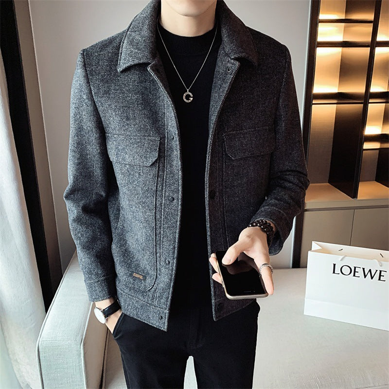 Men's Winter Woolen Lapel Short Coat
