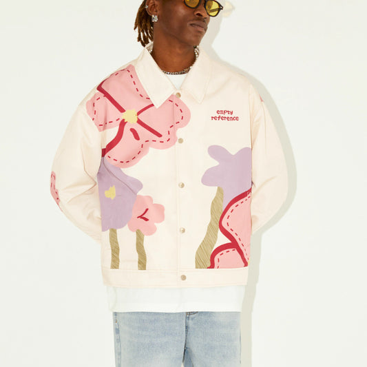 Unique Spring Floral Loose-Fit Printed Jacket