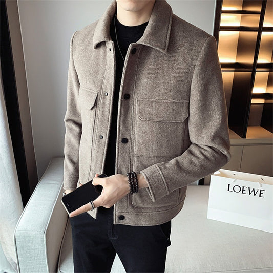 Men's Winter Woolen Lapel Short Coat