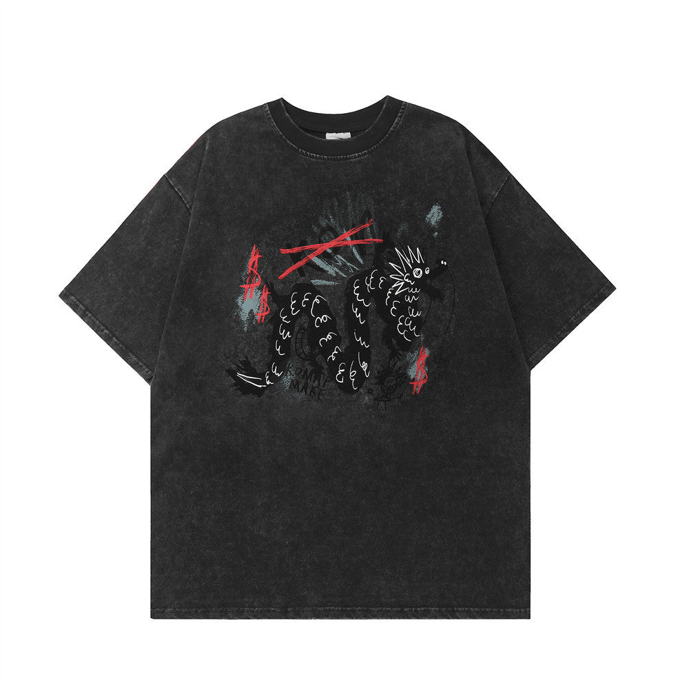 Clever Dragon Emblem Retro Graphic Cotton Tee