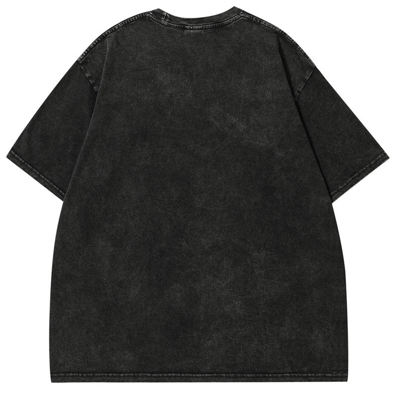 Men's Streetwear Washed Dark Cotton T-Shirt