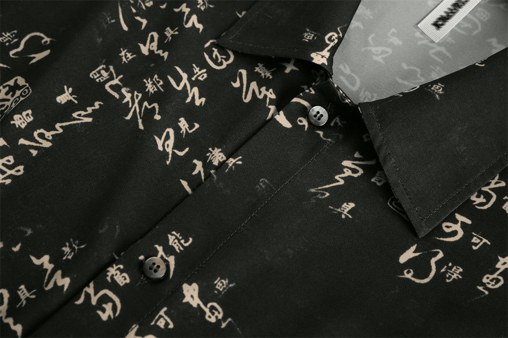 Full Printed Personality Short Shirt Men