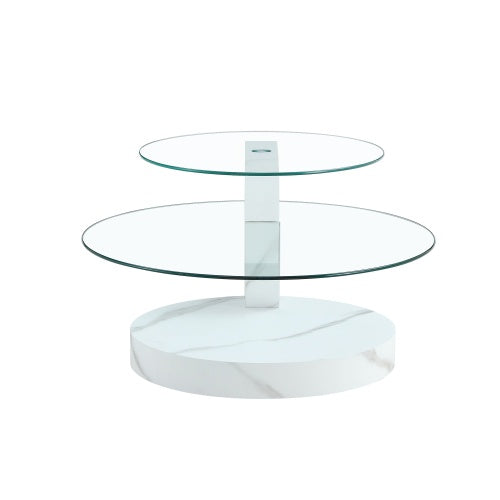 Modern and Practical Double-Layer Round Glass Tabletop.