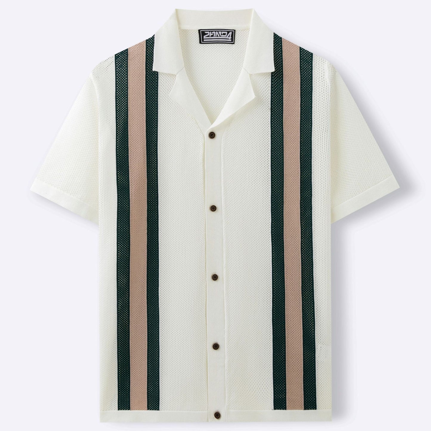 Cuban Collar Short Sleeve Knitted Cardigan