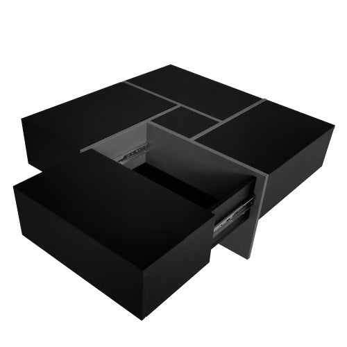 Unique Coffee Table With 4 Hidden Storage Compartments (Black)