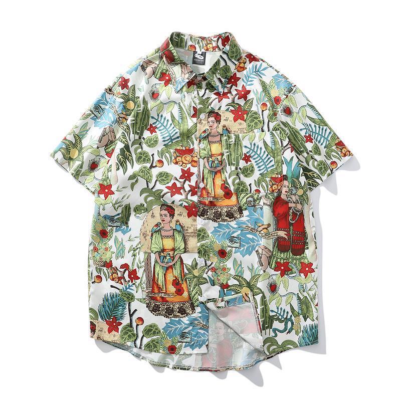 Men's Short Sleeve Hawaiian American Floral Shirt
